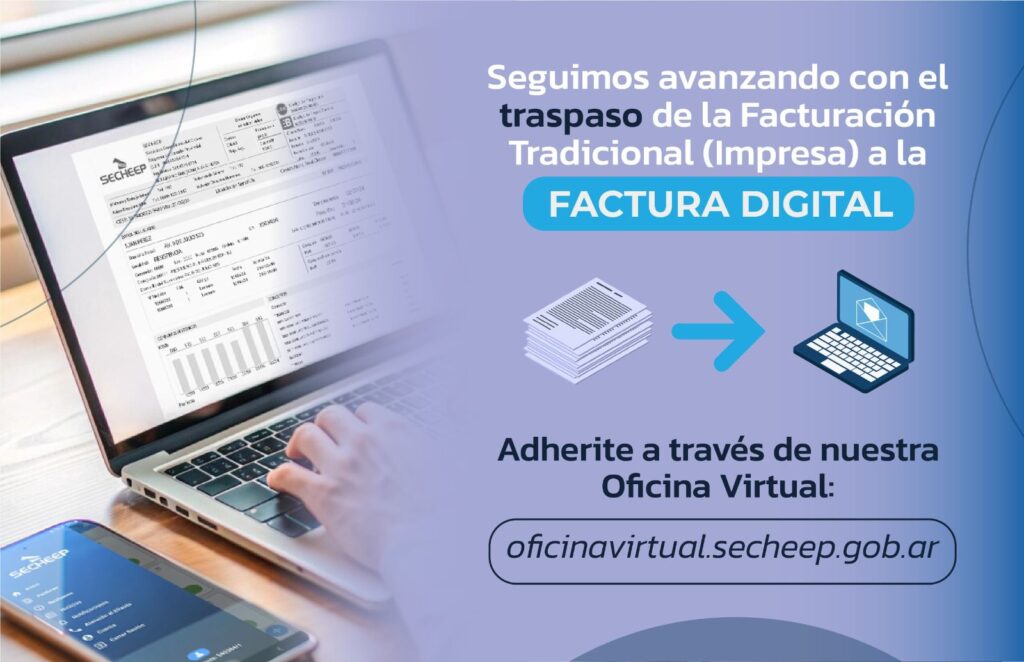 CHACO| Recuerdan cómo adherirse a la factura digital de SECHEEP a través de la Oficina Virtual