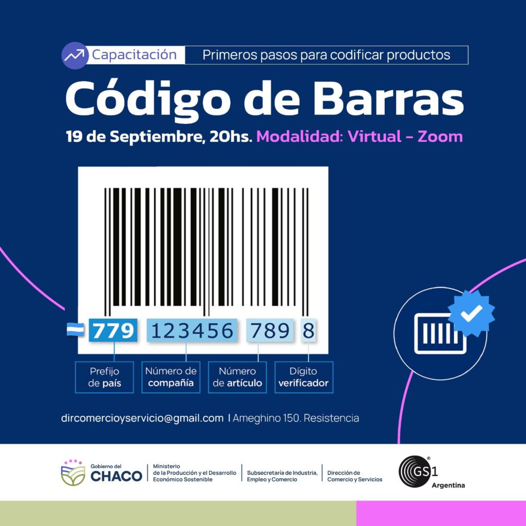 Convocan a empresas chaqueñas a participar de una capacitación introductoria para la obtención del código de barras