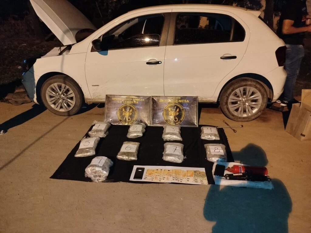 Secuestran mas de 9 kilos de marihuana y un automóvil en el interior de Chaco
