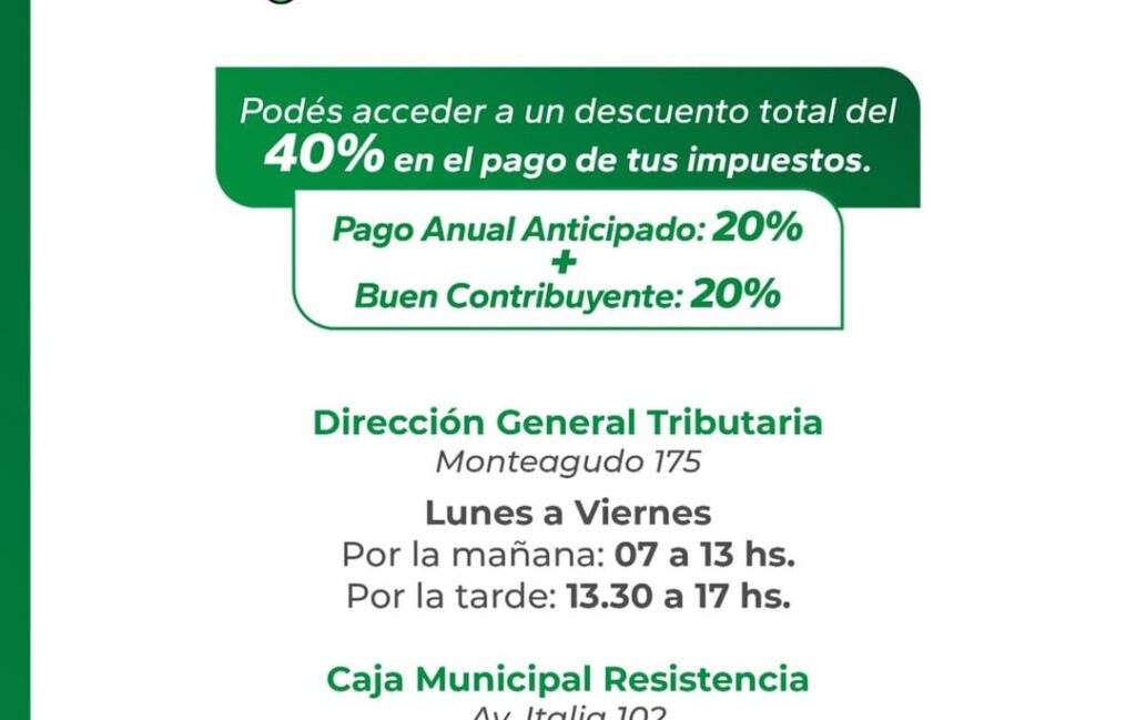 El vencimiento de Tasas de Servicios del municipio de la capital chaqueña será el 31 de marzo próximo