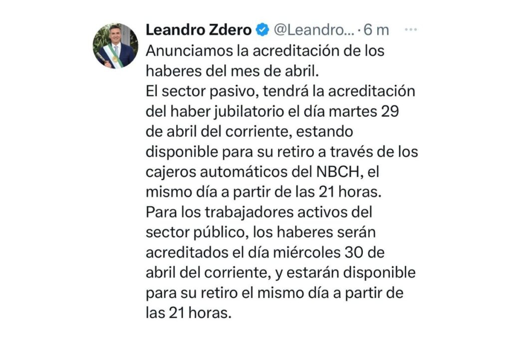 29 y 30 de abril se abonarán los haberes al sector público de Chaco