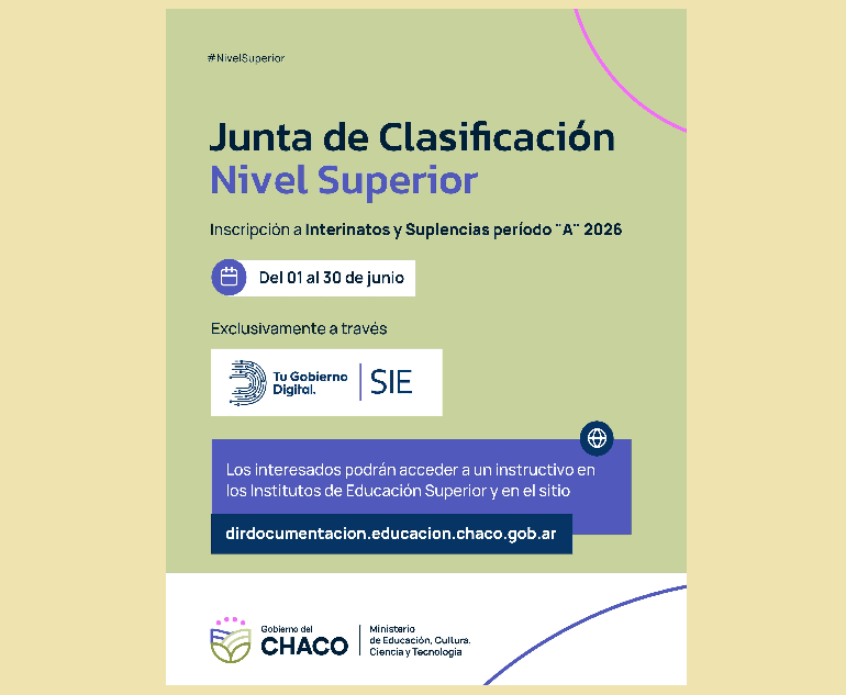 Comienza la inscripción a interinatos y suplencias para Educación Superior 2026 en Chaco