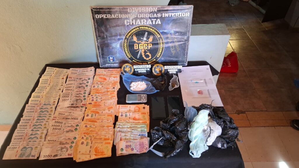 Golpe al narcomenudeo en Charata: Secuestran 27 millones de pesos y estupefacientes