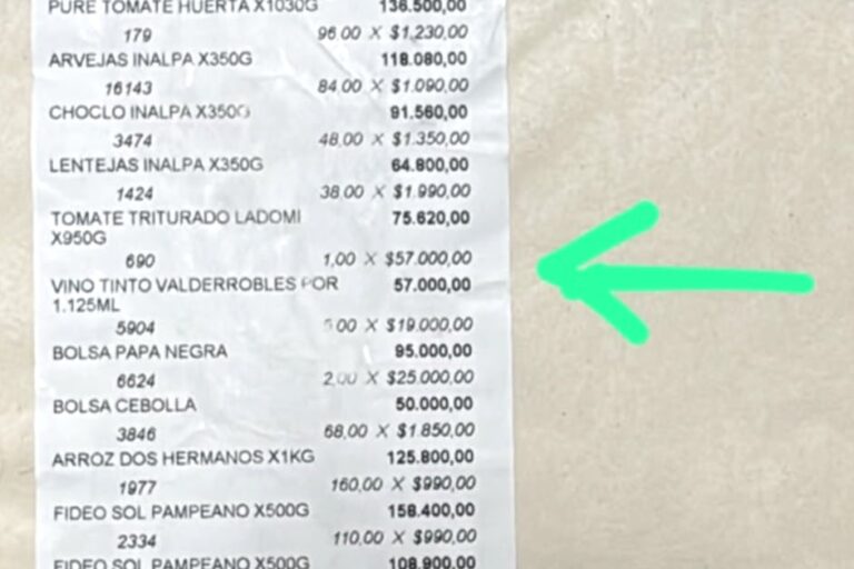 Escándalo en comedores escolares: un ticket revela compra de vino por $57.000